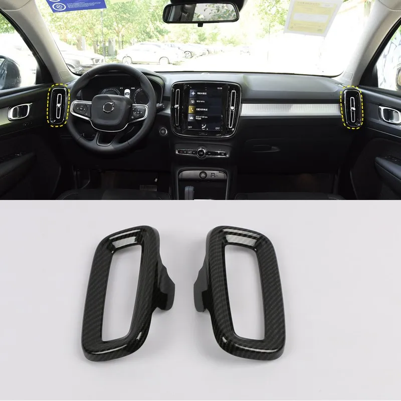 Side Carbon Fiber Для Volvo XC40 ABS автомобильный Стайлинг интерьер верхняя боковая консоль приборная панель навигация вентиляционное отверстие выход крышка планки - Название цвета: Side Carbon Fiber