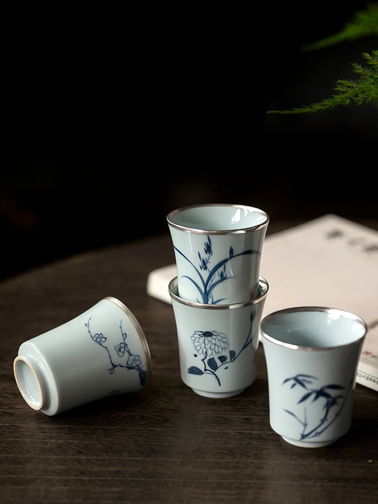 Сине-белая фарфоровая чайная чашка Цзиндэчжэнь выделенная одинарная Kombucha