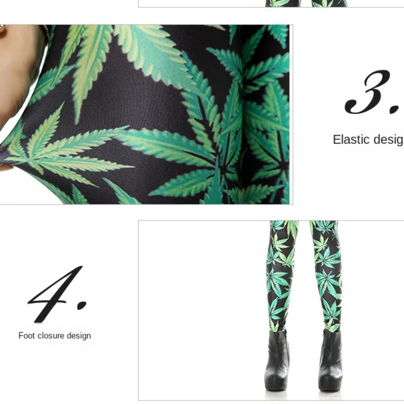 

Elastic Compression Pants Maple Leaf Pattern Digital Printed Leggings Female Running Fitness High Waist Trousers Gym Tight Women
