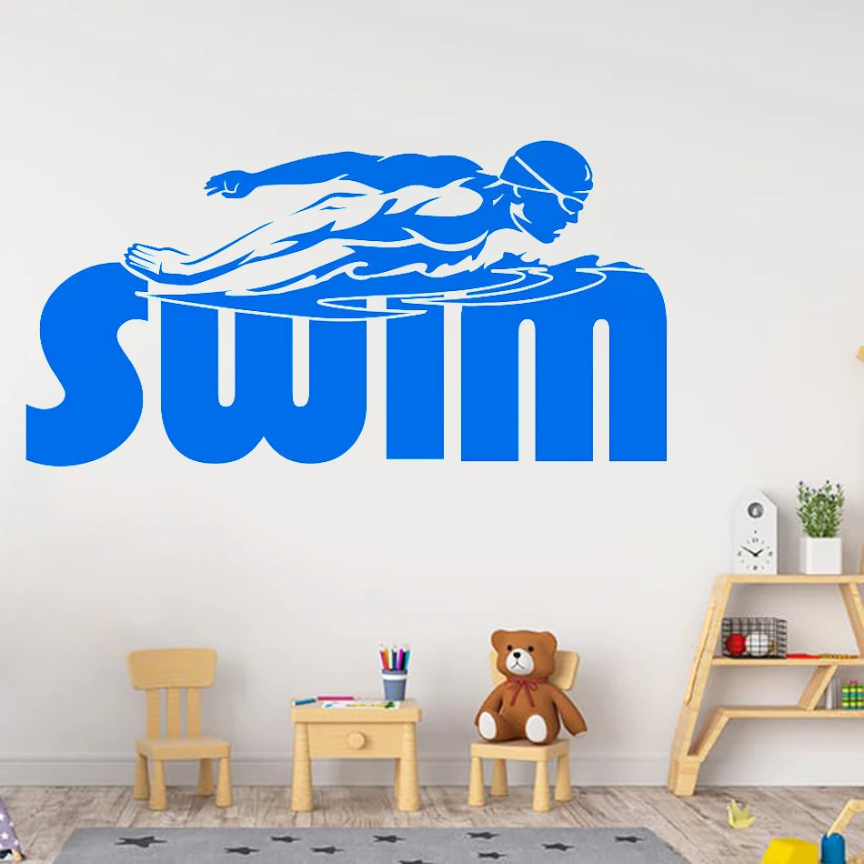 

Плавание наклейки на стену спортивный тренажерный зал настенные наклейки для мальчиков комната Дети Детская комната настенная роспись вин...