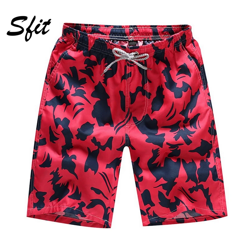 Мужские пляжные шорты Sfit с цветочным принтом поясом для бега и занятий спортом