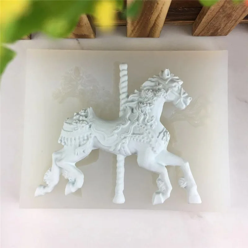 DIY карусель Pegasus силиконовая форма ручной помадной формы для торта украшение