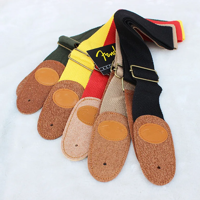 Акустический Электрический бас гитарный ремень с кожаными концами Ремни