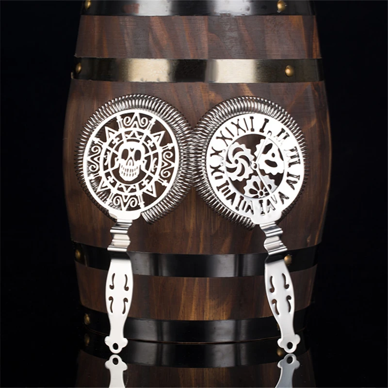 Часы с черепом и механическими часами коктейльное ситечко для льда проволока