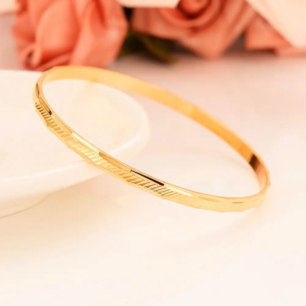 Модные ювелирные изделия Дубай однотонные 18 k желтое золото GF скошенные линии