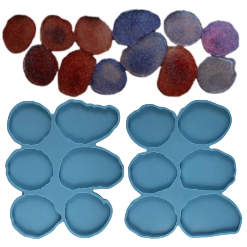 

2 Pcs Epoxy Resin Mold Handmade 6 Irregular Round Casting Silicone Mould DIY Crafts Soap Plaster Wax Making Tool