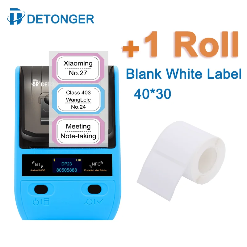 DETONGER Wireless BT For Mobile Phone Ipad Android iOS  Mini Portable Thermal Label Maker 20 to 50mm Printer