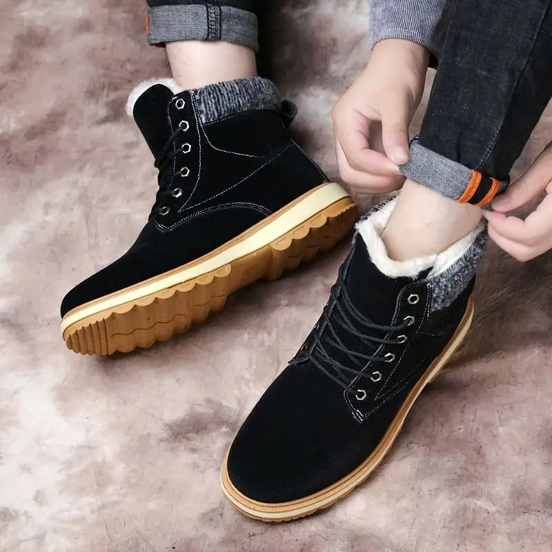 Мужские Ботильоны Утепленная бархатная зимняя обувь с высокой изоляцией из