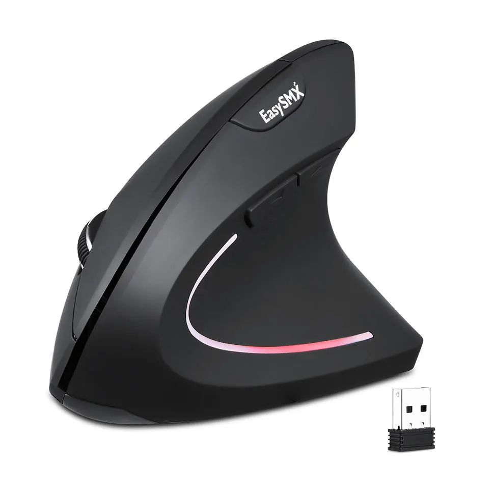right hand black EasySMX Беспроводной Мышь G814 вертикальный Мышь Эргономичный Оптическая 800 1200 1600 2400 Точек на дюйм 6 пуговиц Mause для Windows, MAC OS - Цвет: right hand black