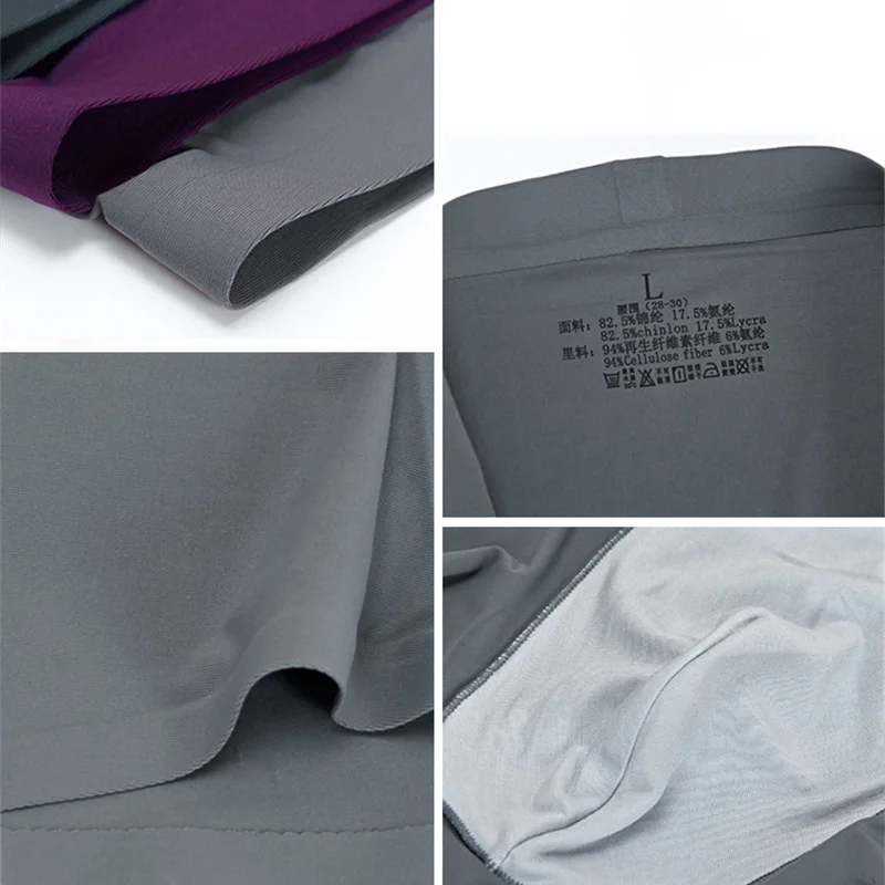 3 Pieces/Set Seamless Boxer Men Underwear Ice Silk Breathable Thin Boxer Shorts Waist Men's Panties Big Size Male Underpants