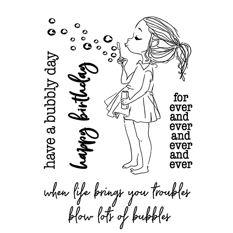 

AZSG Blowing Bubble Girl Silicone Clear Stamps/Seal For DIY Scrapbooking Decorative Card Making Craft Fun Decoration Supplies