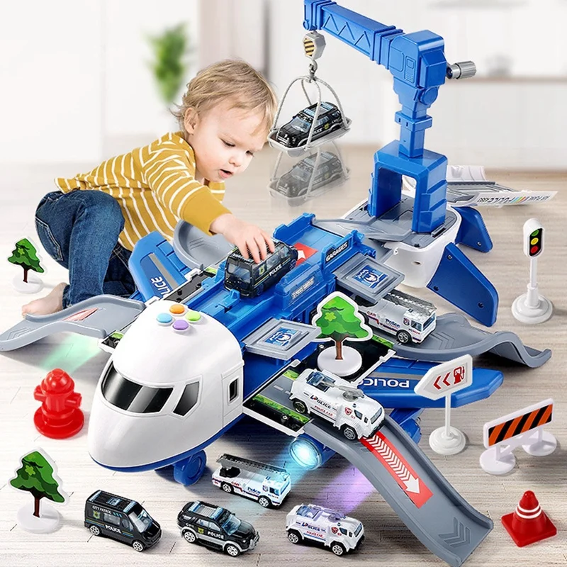 

Music Light Simulation Children's Gift Airplane Toy with Alloy Truck