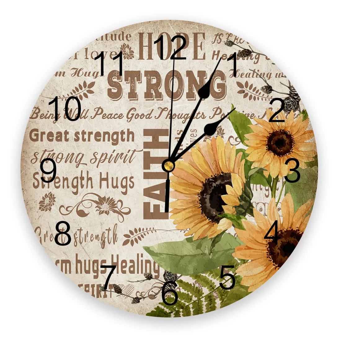

Sunflower Vintage Newspaper PVC Wall Clock Modern Design Home Decor Bedroom Silent O'clock Watch Wall For Living Room