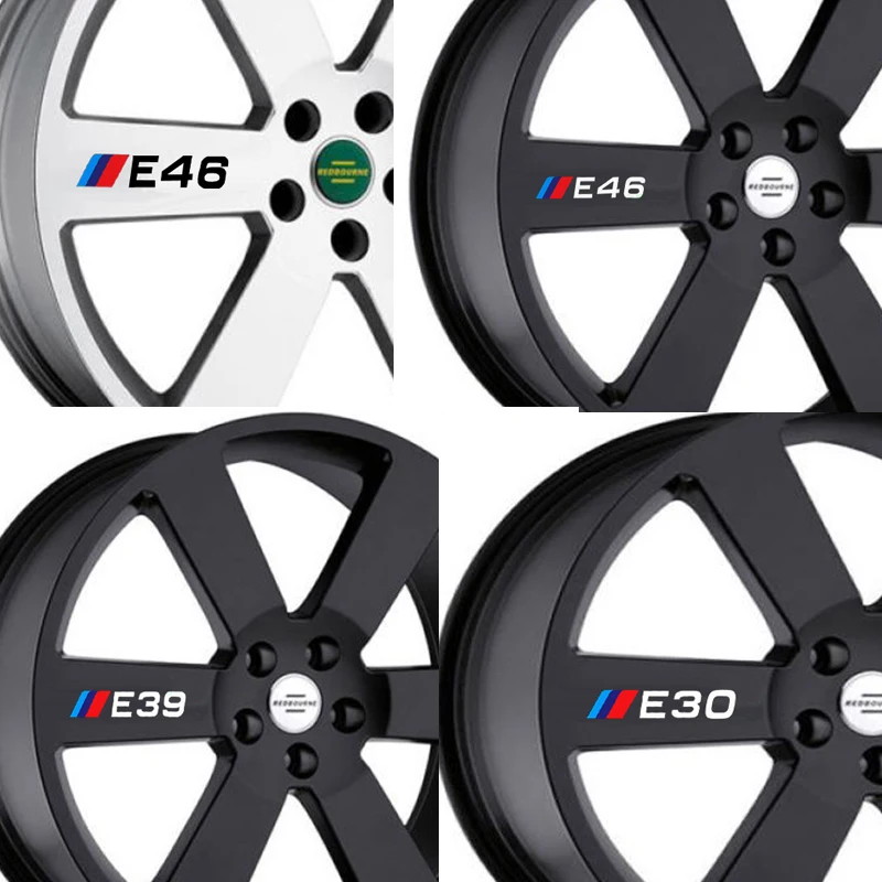 

4pcs Latest design M power performance car rim sticker for BMW M3 M5 1 3 5 Series E30 E34 E36 E39 E46 E60 E90 E87