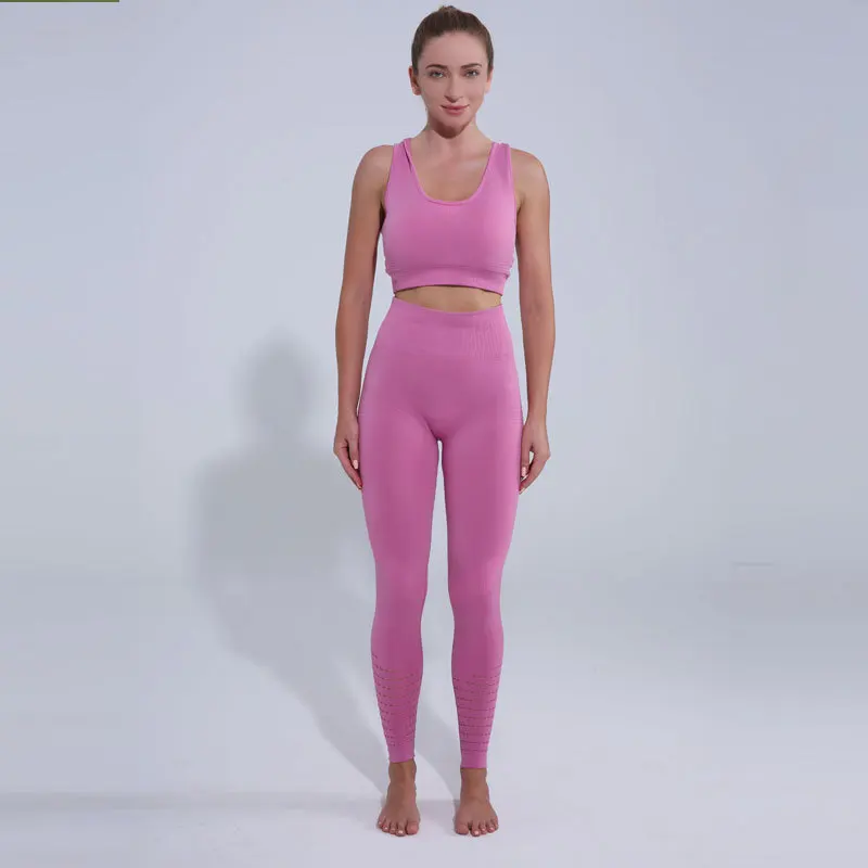 

Sport Suit Women Seamless Yoga Leggings Underwear Women Backless Wicking Breathable Fitness Set Sports Bra Woman