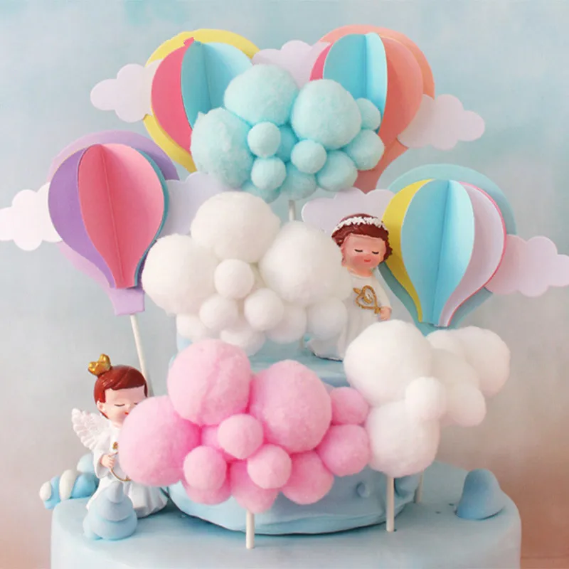 New Rainbow Unicorn Cake Topper Birthday Wedding Flags Cloud Hot Air Balloon Party Baking Decoration Supplies | Дом и сад