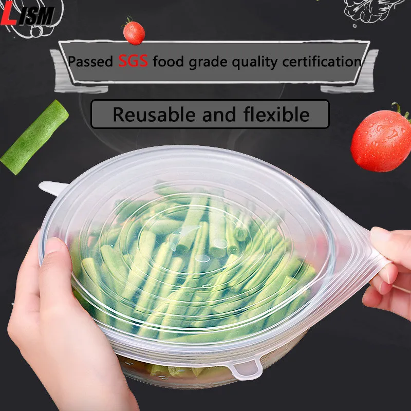 

Reusable Fresh Keeping Seal Covers Compression Universal Silicone Food Packaging Case Stretch Lids Kitchen Accessories