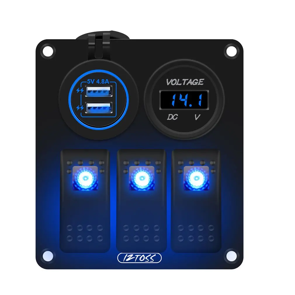1 Set Modified 3-Position Switch Panel 12 / 24V Ship Yacht Multi-Function Aluminum Control |