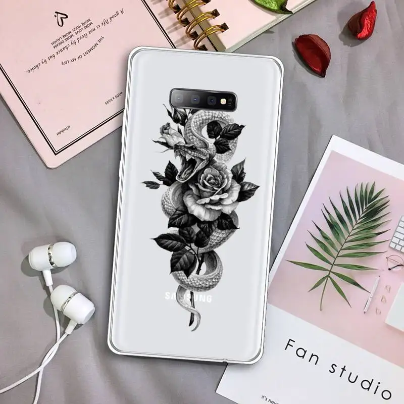 

Hand Snake Flower Snake Painting Phone Case Transparent For Samsung Galaxy S A 5 7 8 9 2015 20 edge plus 10 e lite 2019