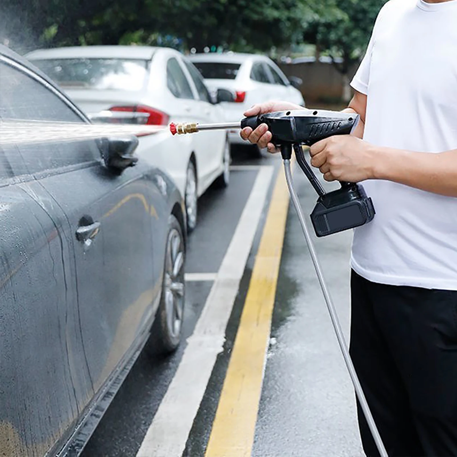 Скидка Беспроводные Давление шайба Портативный многофункциональная Мощность очиститель высокого Давление автомойкаавтомоечное водяной пистоле...