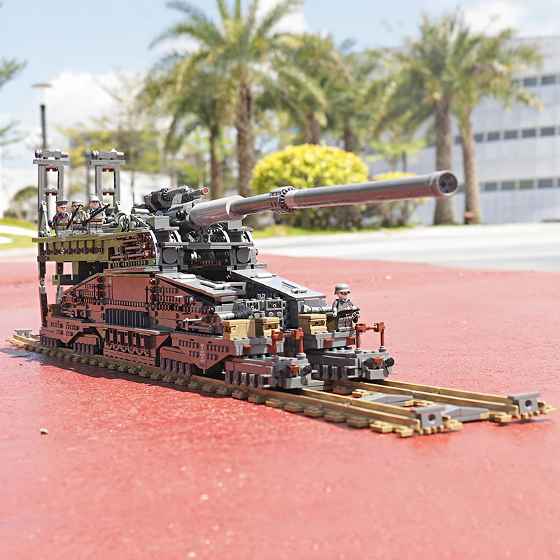 3846pcs Military Heavy Gustav/Dora German 80cm K(E Railway Gun Building Blocks WW2 army World War ii Tank Soldier Bricks Toys