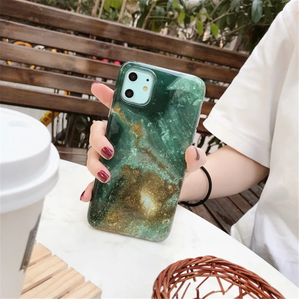 Глянцевый мраморный чехол для iphone 6 7 8 Plus 11 Pro X XS Max XR Блестящий корпус эпоксидный