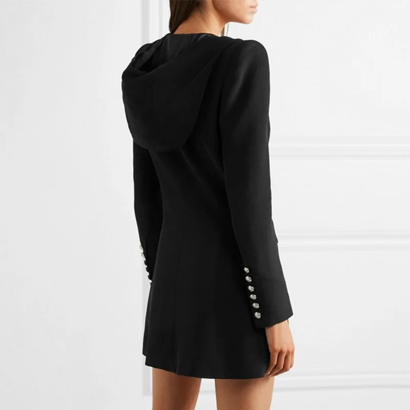 Женский блейзер с надрезом воротник длинный рукав двубортный однотонный Женская