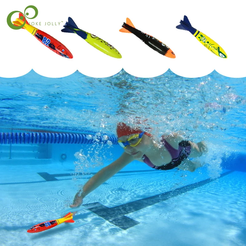 

4Pcs Summer Shark Rocket Throwing Toy Funny Swimming Pool Diving Game Toys for Children Dive Rings Accessories Toy GYH