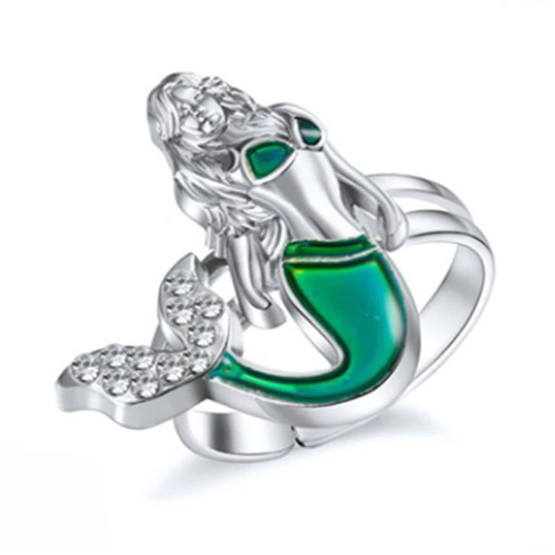 1 шт. Русалка кольцо-Определитель настроения Цвет изменить настроение кольцо