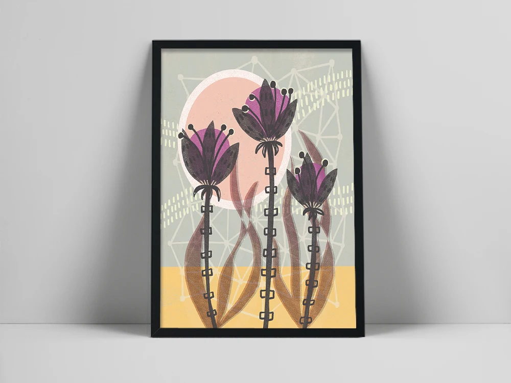 

Modern Botanical Print, Mid Century Modern Art Print, Abstract Botanical Art, Flower Illustration, Vintage Style Print