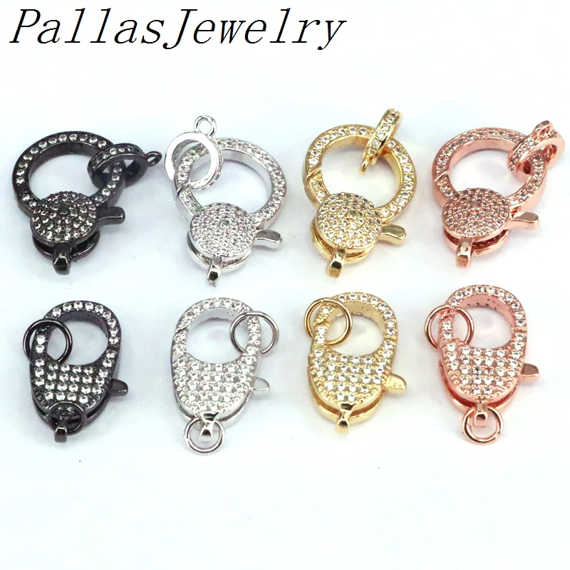 

10 шт. 14*23 мм cz застежка-карабин ювелирные изделия, кубический цирконий микро паве Шарм, покрытие cz ожерелье цепочка компонент