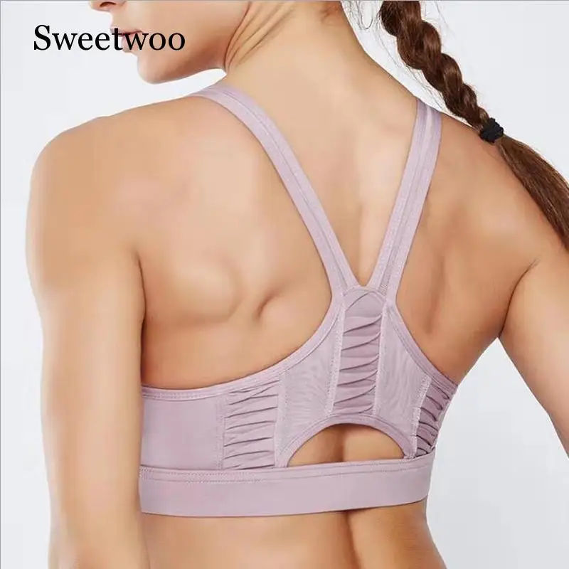 

2019 Woman Sports Bra Yoga Exercise Clothing Female Breathable Quick-dry Shock-proof Vest-type Sports Underwear Gym Running Tops