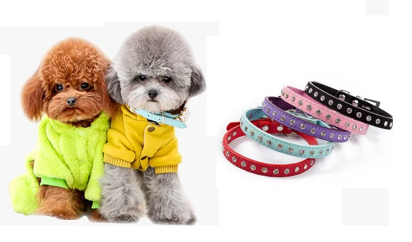Маленькая Собака Щенок Воротник с украшением в виде кристаллов Bling Стразы кожа