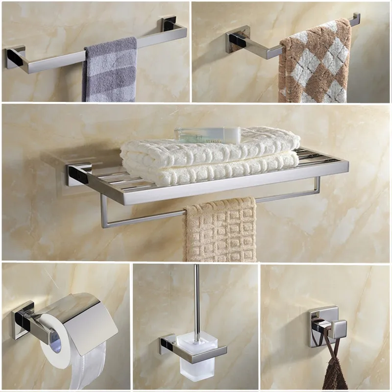 Набор аксессуаров для ванной комнаты из нержавеющей стали SUS 304 зеркальный