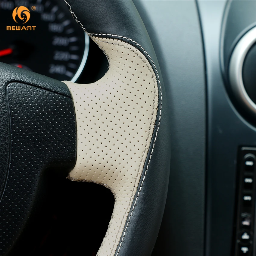 MEWANT черно бежевая кожаная Автомобильная оплетка рулевого колеса для Nissan QASHQAI X Trail
