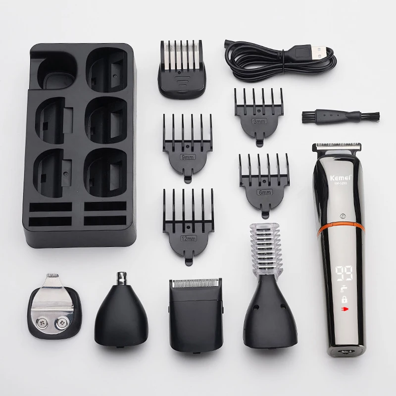 

Kemei Professional Hair Clipper for Men Multifunctional 5In1 Electric Hair Trimmer LED Display Haircut Tool Hair Cutting Machine