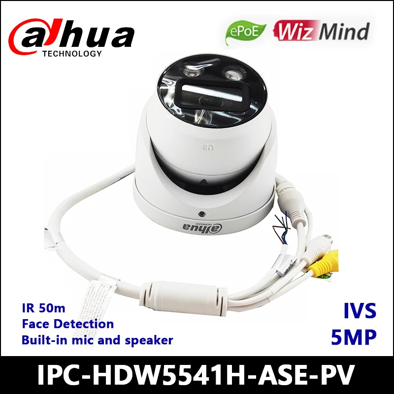 

Dahua IP Camera 5MP Fixed-focal Eyeball WizMind IPC-HDW5541H-ASE-PV IR 50m ePOE Built-in Mic & Speaker Face Detection IP67