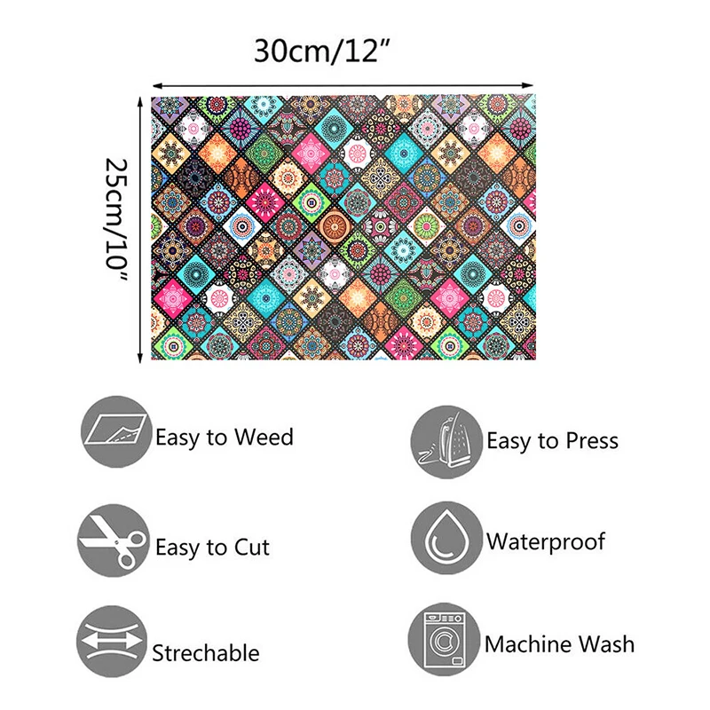 1 лист виниловый термотрансферный цветок в этническом стиле для изготовления