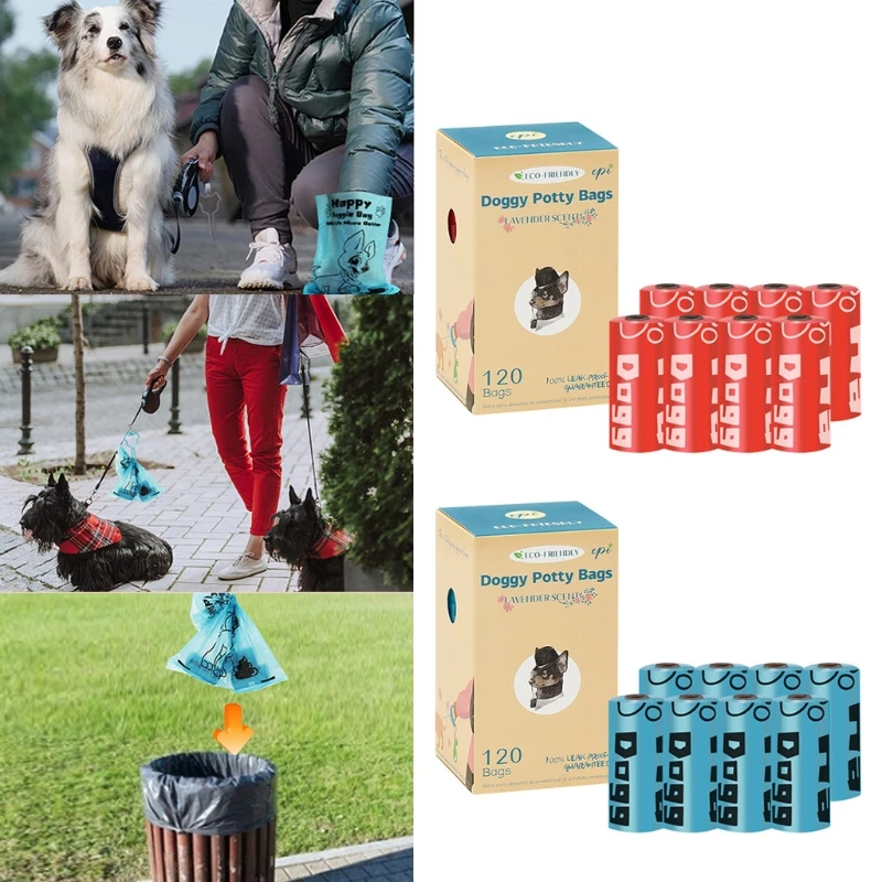 

8 Rolls Odor Blocking and Biodegradable Dog Waste Bags Leak Proof Easy Detach More Than Enough Capacity Use Convenient