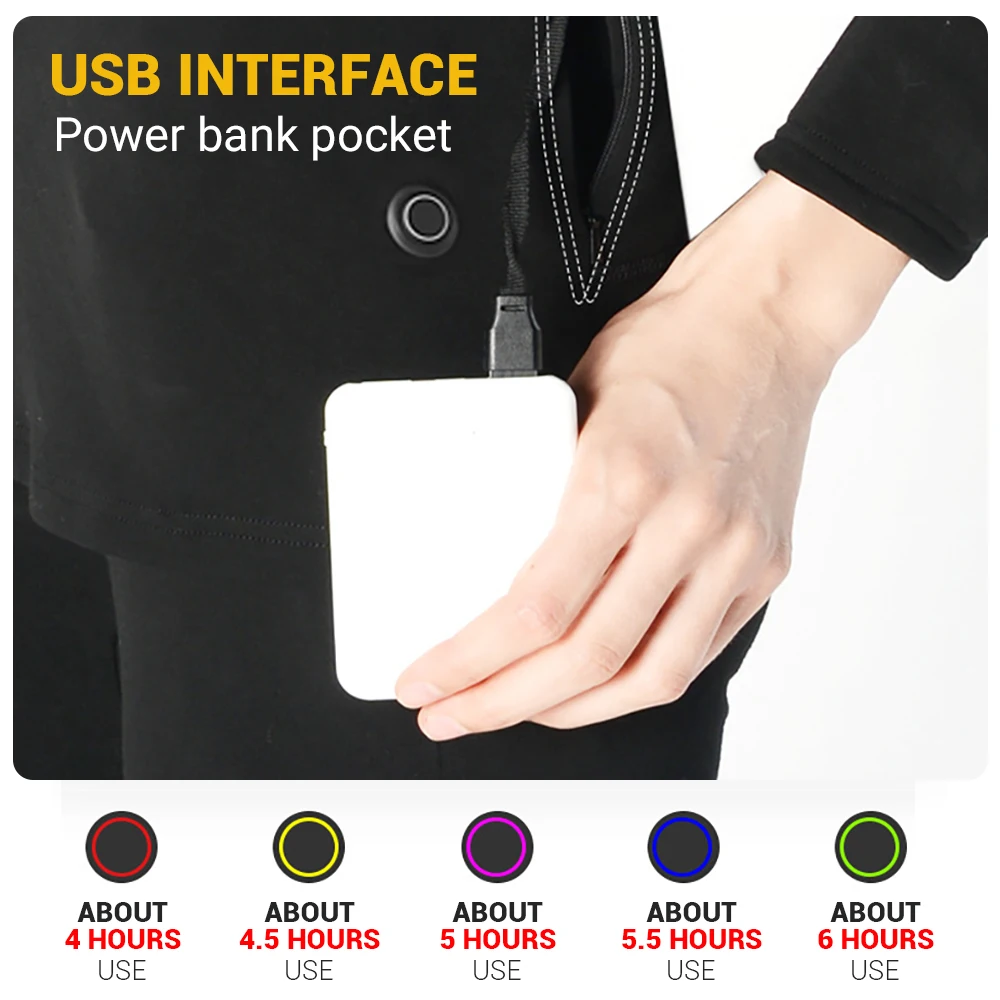Winter Heating Underwear Suit USB Battery Powered Electric Heated Fleece Lined Ski Thermal Tops Pants Smart Control Temperature |