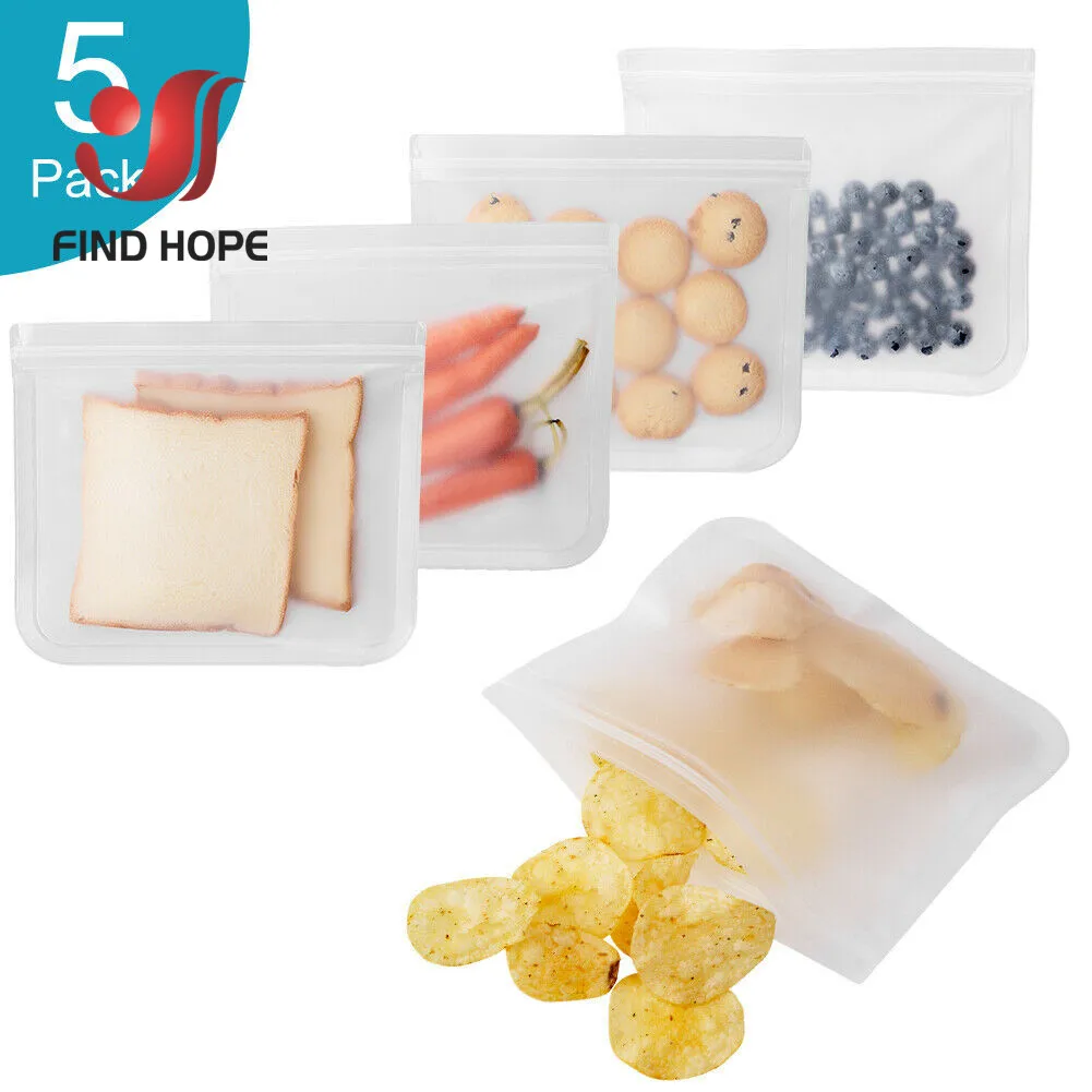 

5 шт./компл. силиконовые контейнеры для хранения пищевых продуктов герметичный многоразовый стоячий мешок на молнии для хранения свежих про...