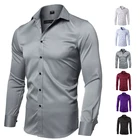 Мужская деловая рубашка с длинным рукавом, повседневная однотонная приталенная рубашка с отложным воротником, осень 2021