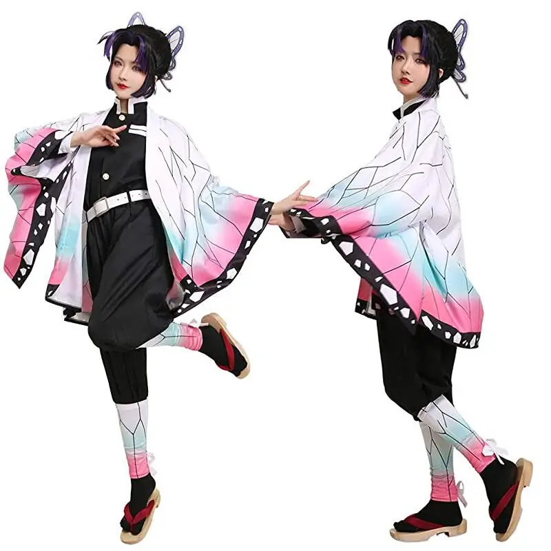 Костюм для косплея кимоно из аниме рассекающий демонов костюм шинобу Униформа