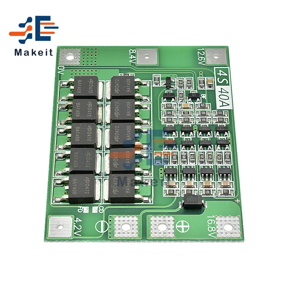 Защитная балансировочная Плата smart BMS 3S 4S 40 А 60 12 В 48 18650 для литий-ионных литиевых