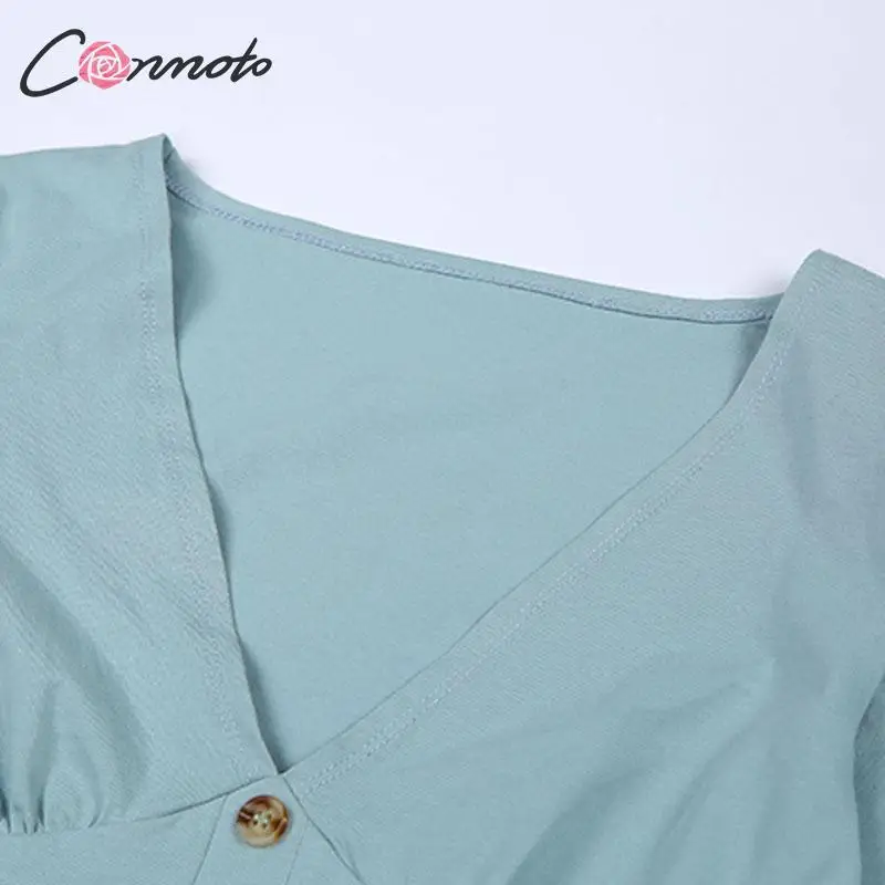 Conmoto повседневные синие женские короткие топы и блузка Женская осенне-зимняя