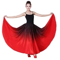 women spanish flamenco skirt dance practice long big swing skirt gradient color performance gypsy skirt lady belly skirt dress