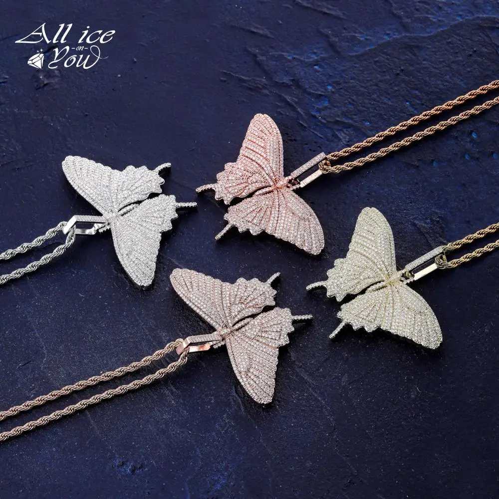 Цепочка с подвеской бабочкой ALLICEONYOU кулон со сверкающим кубическим цирконием