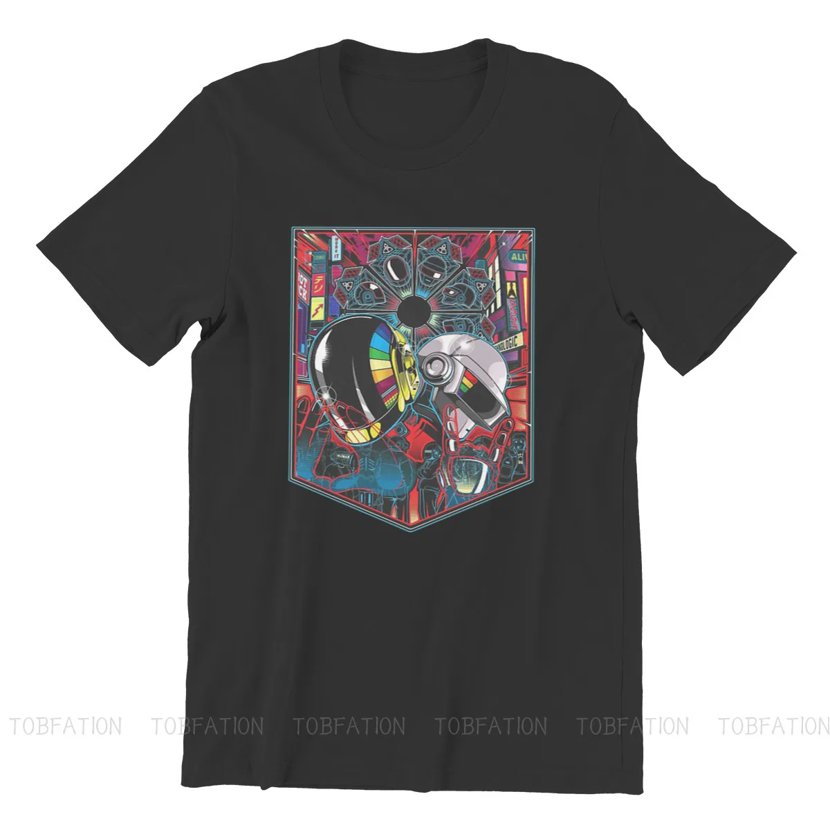 Duo неоновая футболка для мужчин шлем Daft Punk одежда Стиль мягкая свободного кроя с
