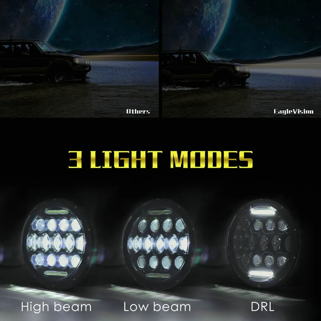 Round 300W Total Car LED Headlights Hi/Lo 97-18 For JEEP JK TJ LJ Wrangler 7Inch beautiful appearance durable светодиодные фар |