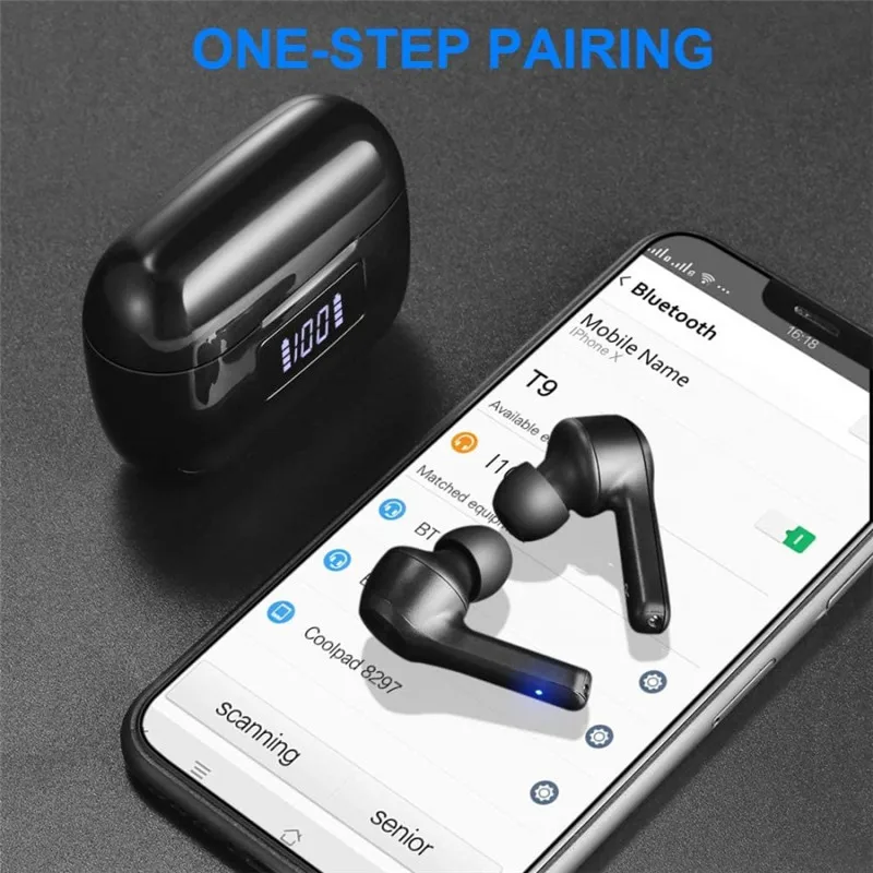 T9TWS Беспроводной наушники bluetooth 5 0 Водонепроницаемый Спорт стерео Hi-Fi